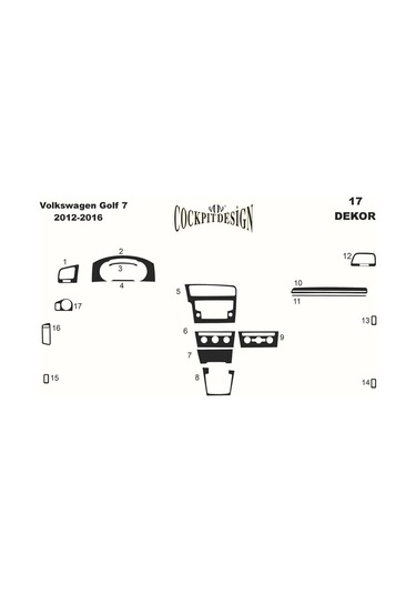Volkswagen Golf 7 Piano Black Kaplama 2012 - 2016 17 Parça Seçenekler