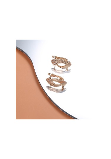 Gül Altın Basit Geometri Zirkon Küpe