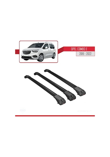 Opel Combo E 2019-2022 Arası İle Uyumlu Ace-1 Ara Atkı Tavan Barı Siyah 3 Adet Bar
