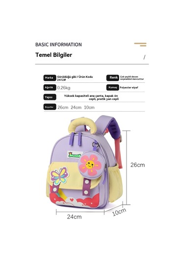 Çocuk Anaokulu Küçük Okul Çantası Erkek Ve Kız Sırt Çantası Mavi-gri