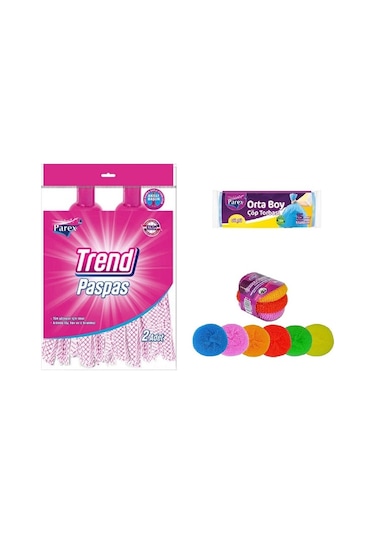 Parex Trend Pratik Paspas Ucu 2'li + Çizmez Ovma Teli 3'lü + Çöp Torbası Orta Boy 15'li