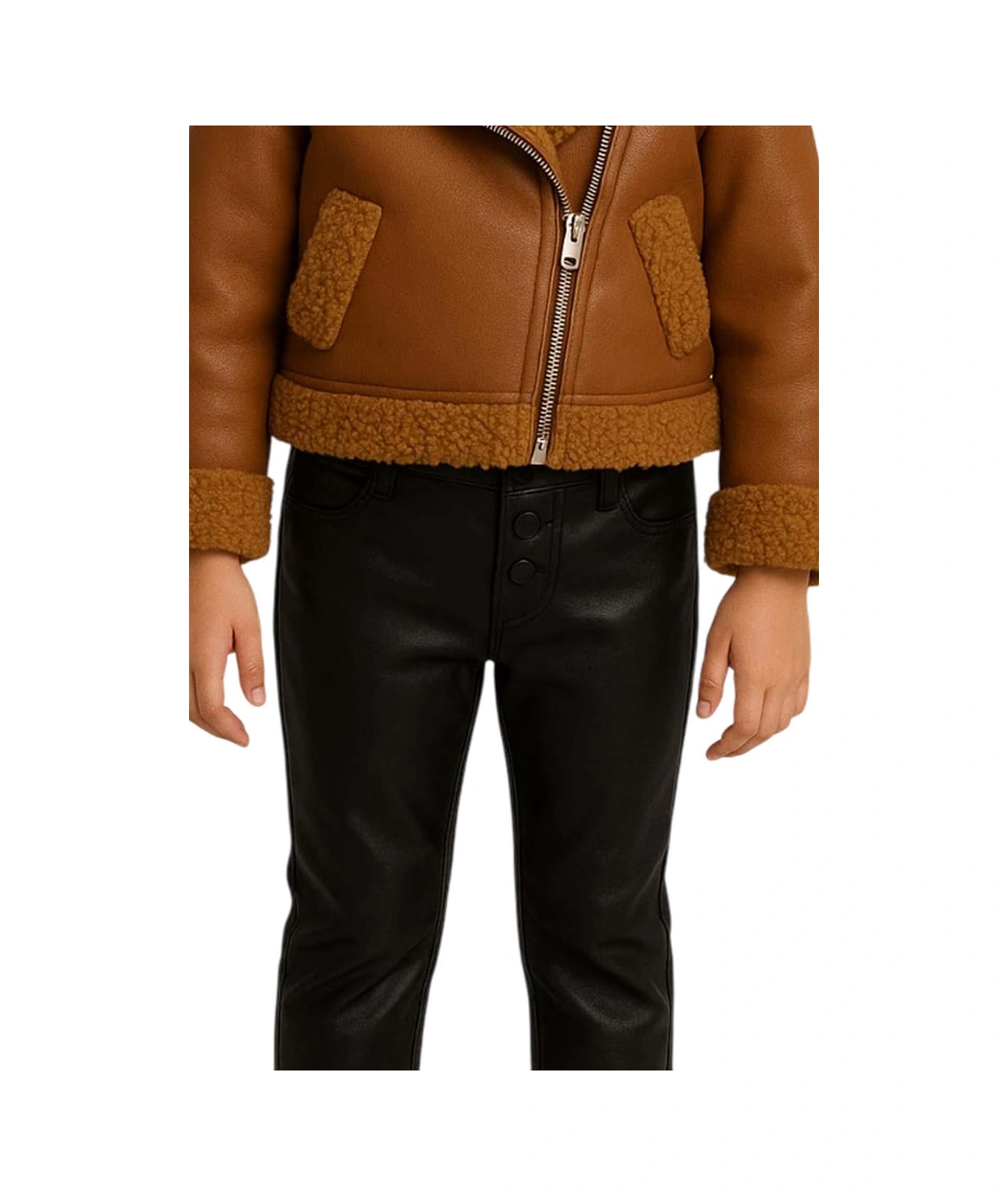 Riccotarz Kız Çocuk Kolları Ve Yakası Peluş Detaylı Kahverengi Ceket Dik Yaka Kazak Deri Alt Üst Takım Kahverengi Riccotarz Kız Çocuk Kolları Ve Yakası Peluş Detaylı Kahverengi Ceket Dik Yaka Kazak Deri Alt Üst Takım Kahverengi