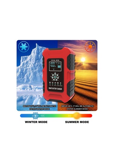 Foxsur 10a 12v 7-segment Motosiklet/araba Akıllı Akü Şarj Cihazı Kırmızı