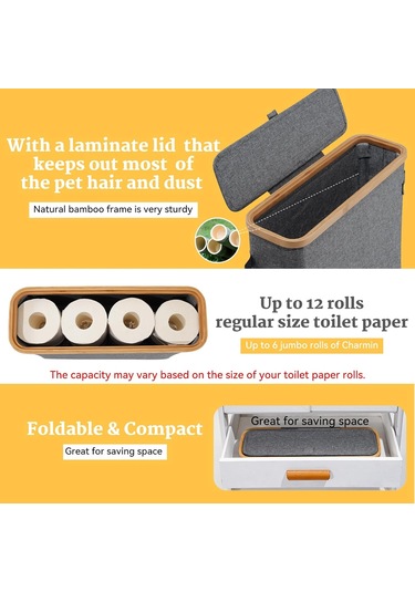 Tuvalet Kağıdı Kapalı Depolama Sepeti Bambu