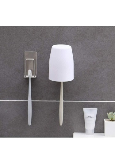 Paslanmaz Çelik Diş Fırçası Tutucu Duvara Monte Diş Fırçası Tutucu Bardaklar Kupalar Su Geçirmez Kendinden Yapışkanlı Delme Gerektirmeyen Banyo Diş Fırçası Tutucu Diğer