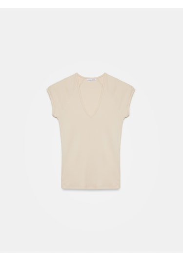 Dilvin 32894 V Yaka Fit T-shirt-taş