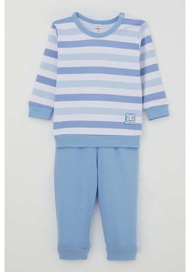 Breeze Erkek Bebek Pijama Takımı Omuzdan Patlı Sevgi Temalı Emoji Armalı 4 Ay-1 Yaş, Karışık Renk Karışık Renk