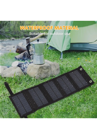 Hfambition 10w Çok Kristal Güneş Paneli - Usb Çıkışlı Taşınabilir Güneş Şarj Cihazı, 5 Katlı Klipsli Dış Mekan Charger