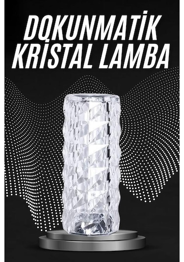 Kristal Lamba Masa Lambası Şarjlı Masa Lambası Dokunmatik Sensör Gldısptm - 88 Usb Şarjlı