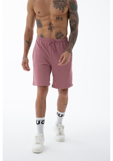 Erkek Rose Yüksek Kalite Relax-fit Rahat Kesim %100 Pamuk Bağcıklı Siyah Düz Basic Şort Rose