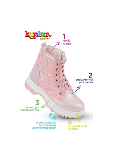 Kaptan Junior Ortopedik İçi Kürklü Kız Çocuk Botu