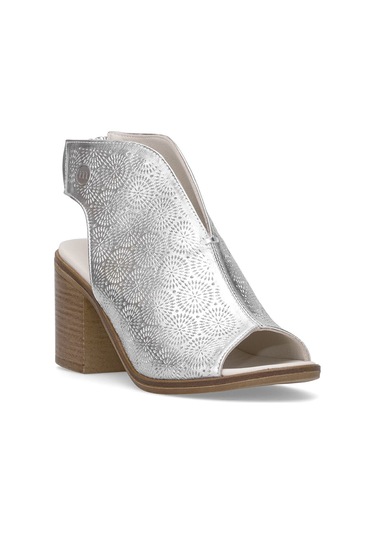 Mammamia D25ys-2915 Kadın Hakiki Deri Topuklu Sandalet Gümüş Gümüş