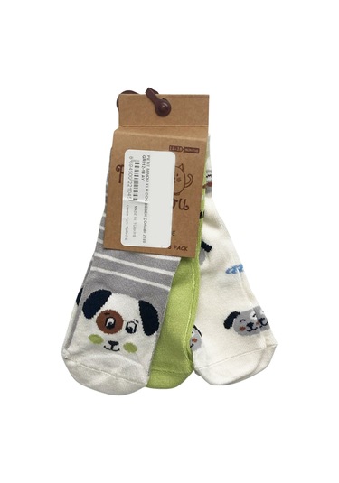 Petit Minou 3'lü Dog Bebek Çorabı 2180 Gri