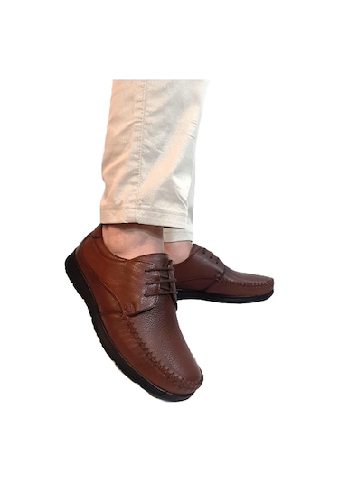 Fiyra Fth03 Kahverengi Hakiki Deri Kaymaz Bağacaklı Erkek Ayakkabı Kahverengi