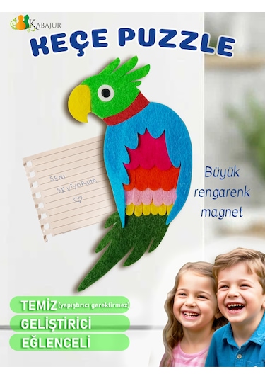Keçe Papağan Magnet Yaratıcı Yapım Seti - Çocuklar İçin Eğitici Aktivite