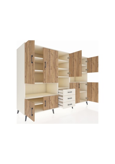 Kronos Dolap 13 Raflı 3 Çekmeceli 9 Kapaklı 220x59x163 Aytaşı-çam Aytaşı-çam/aytaşı