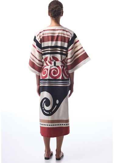 Penti Etnik Desenli Shay Uzun Kimono Çok Renkli