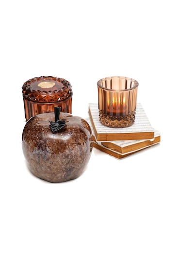 Dekoratif Amber Apple Heykel 16 Cm