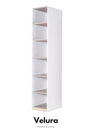 Legna 10 Kapaklı Aynalı Köşe Gardırop Dolap Beyaz - Ceviz