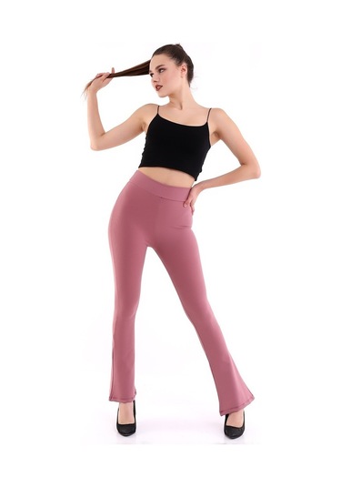 Kadın Gül Kurusu Yüksek Bel Fitilli Dayanıklı Örme Kumaş ToparlayGül Kurusu Gülkurusu