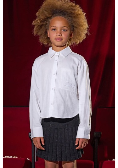 Kız Çocuk Saç Örgüsü Desenli Pileli Triko Etek - Siyah SiYAH