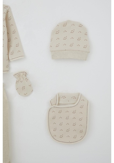 Breeze Erkek Bebek Hastane Çıkış 5 Li Desenli 0-3 Ay, Bej Bej