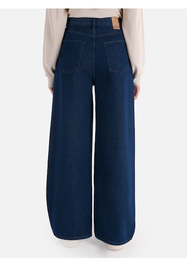 Colins 985 Lori Normal Kesim Yüksek Bel Geniş Paça Mavi Kadın Pantolon 001