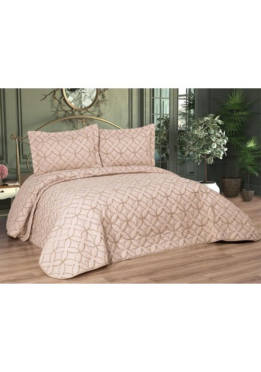 Parolin Çift Kişilik Kapitoneli Yatak Örtüsü Bej Bej