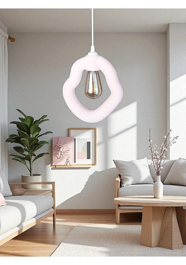 Bohem Beton Görünümlü Modern Minimalist Avize Ayarlı E27 Duy Salon Mutfak Yatak Odası Ofis Kafe Pastel Pembe