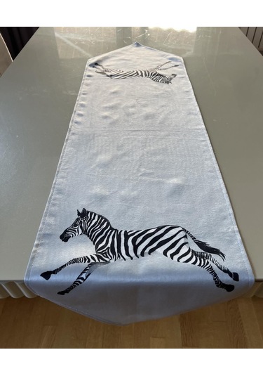 Zebra Desenli Gri Renk 35 135 Cm Runner Gri