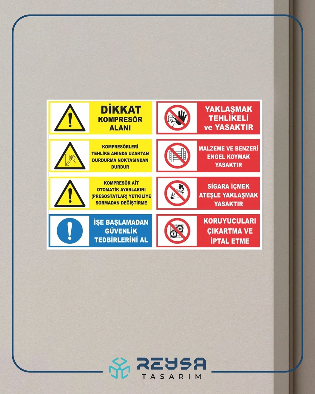 Dikkat Kompresör Alanı Sticker 20x28 Cm