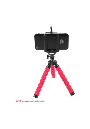 Canlı Yayın Selfie İçin Telefon Tutuculu Taşınabilir Mini Ahtapot Tripod Standı Kırmızı
