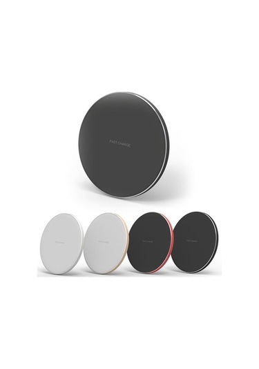 Sandwich Siyah Ultra İnce Alüminyum Qi Kablosuz Şarj Aleti - Hızlı Telefon Şarj Üstü, Taşınabilir Qi Standartlı Şarj