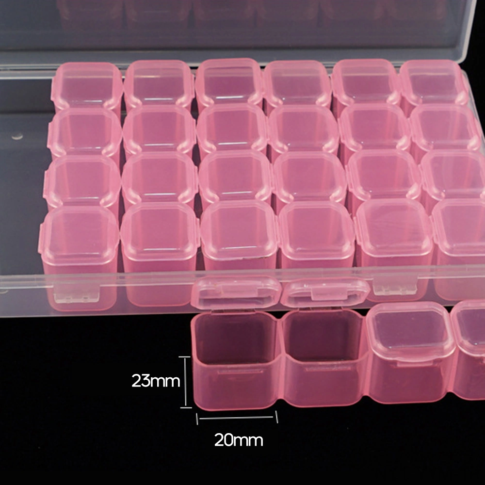 Geeksen 28 Bölmeli Pembe Akrilik Manikür Alet Kutusu - Taşınabilir Şeffaf Kapaklı Mini Depolama Kutusu Diğer