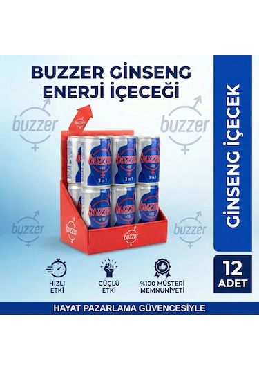Buzzer Ginsengli Enerji Içeceği +18 - 12'li Ekonomik Avantaj Set