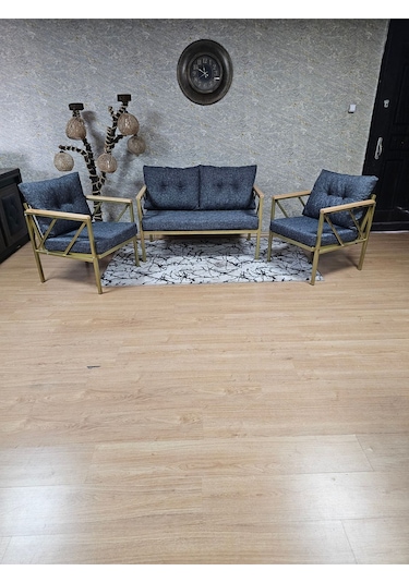 Gold Boyalı Bahçe - Balkon - Mutfak Çay Seti Takımı Bahçe Koltuk 001