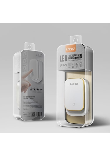 Ldnıo A3305 3.4a 3 Usb Arayüzleri Seyahat Şarj Cihazı Cep Telefonu Şarj Cihazı, 8 Pinli Veri Kablosu İle Dokunmatik Led Gece Işığı Destek, Ab Fişi Diğer