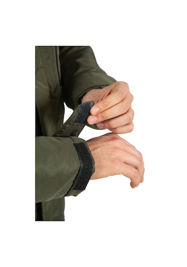 Montland Erkek Haki Içi Polarlı Su Ve Rüzgar Geçirmez Kapüşonlu Kışlık Mont Haki