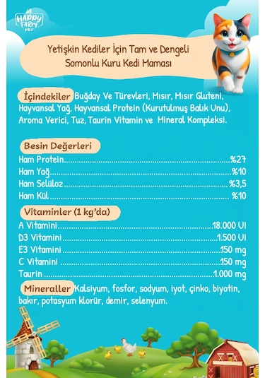 Happy Farm Yetişkin Kedi Maması Somonlu 15 Kg