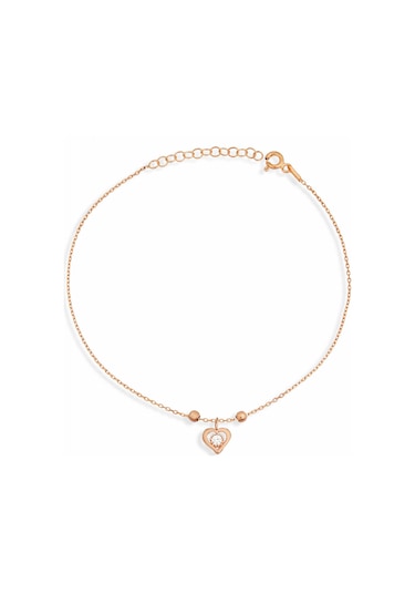 Argentum Concept Zirkon Taşlı 925 Ayar Gümüş Toplu Kalp Halhal - H000601 Pembe