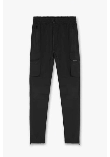 Represent Mat Teknik Stretch Pamuklu 247 Erkek Cargo Pantolon - Su Geçirmez Özellik Siyah