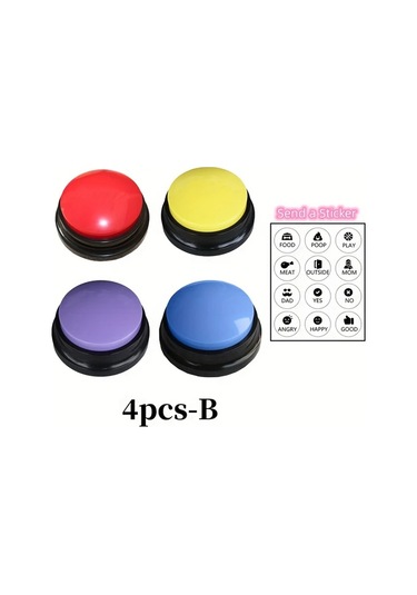 Honeybeeshop 4pcs B Kayıt Yapabilen Köpek İletişim Düğmesi Evcil Hayvan Eğitim Oyuncak Akıllı Konuşma Kayıt Butonu