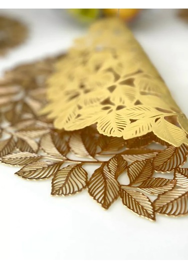 Heavenly Place Yuvarlak Servis Peçeteleri Masa Örtüsü Seti 4 Adet Peçete 224608550 Altın Rengi