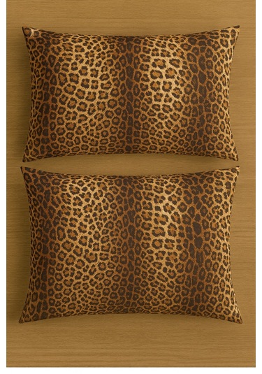 Lionas Desenli Pamuklu Yastık Kılıfı 2 Adet 50 X 70cm Kahverengi