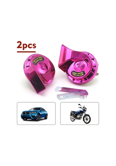 Leezsing As008p 12v Çift Tonlu Salyangoz Korna, Araç Ve Motosikletler İçin Kolay Montaj, 2'li Paket Pembe