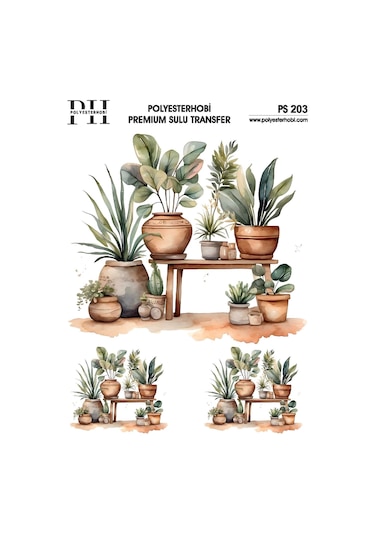 Polyesterhobi Premium Sulu Transfer 25x35 Cm Yaprak Çiçek Desenli Ps 203