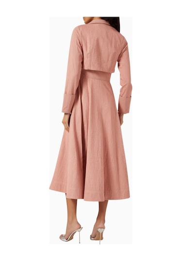 Notebook Eliana Denim Dress, Modern Kesim Ve Altın Detaylı Elbise Pembe