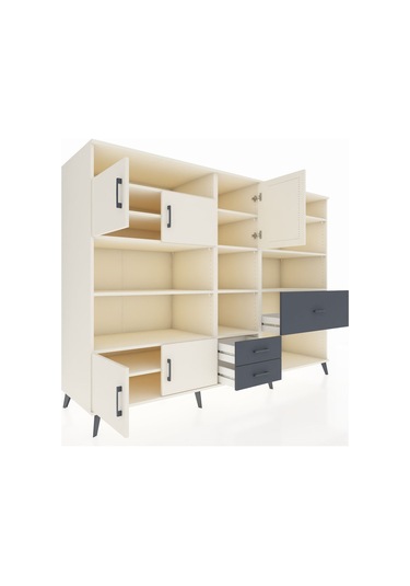 Kronos Dolap 13 Raflı 3 Çekmeceli 5 Kapaklı 220x59x163 Aytaşı-ayt Aytaşı-aytaşı/antrasit