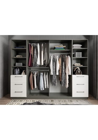 Zeren 6 Kapaklı Çekmeceli Gardırop Dolap Bf 270 Cm