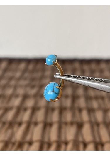 Yüksek Kalite G23 Titanium Doğal Firuze Taşlı Titanyum Göbek Piercingi Taş 10mm DUMMY 236121491 429